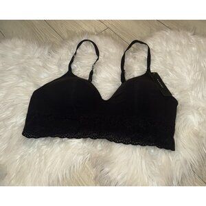 Natori 723154 Bliss Perfection Contour Bra Lace Wire Free Womens 36B Black New